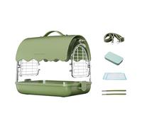 Acrylic Villa Bird Cage, Bird Cage Bag, Breathable Bird Travel Cage, Lightweight Bird Carrier for Parakeets, Peony, PU Leather Green