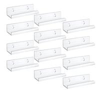 Acrylic Vinyl Record Wall Mount Shelf, 6/12 Pieces Vinyl Record Storage LP Holder Rack, Clear Music Album Vinyl Record Display Shelf, Wall Floating Shelves for Vinyl Record Photo Book Magazines