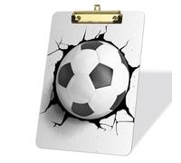 Acrylic Wall Breaking Soccer Clip Board, Legal Letter Size 9 x 12.5 in, Retractable Hanging Tab, Decorative Clipboard Portapapeles for School Teens Students Boss Men Doctor - Gold Clip