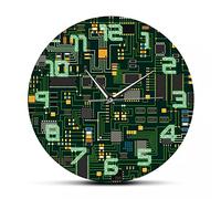 Acrylic Wall Clock Computer Electronic Chip Circuit Board Wall Clock Green Board Print Art Wall Watch Engineer Gift Office Decor Kitchen Bedroom Office Home Decor Gift 30Cm