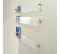 Acrylic Wall Magazine Holder Clear 3 Pack Hanging Wall File Organizer for Mail Sorter Office Reception Home Decoration Brochure Rack and Floating Book Shelf 3 Tier Large Size(3 Tier-L 40cm/15.7in)