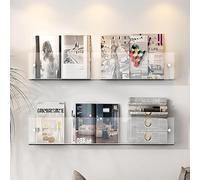 Acrylic Wall Mount Magazine Holder, Clear Storage Rack for Living Room and Office Organization