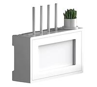 Acrylic Wall-Mounted Router Storage Box - Pine Wood WiFi Rack with Clear Cover for Modem/Set Top Box/Plug - Stylish White Frame & Door (Size: A-36.9x10x20cm)