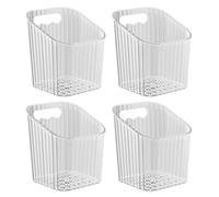 Acrylic Wall-Mounted Storage Box, 4-Piece Set, 9.8 X 9.6 X 11cm, Clear Acrylic Storage Box, Transparent Organizer Wall Bin, Removable Adhesive Hold, For Bathroom, Office, Home, Makeup Cabinet