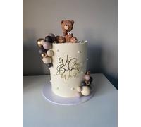 Acrylic We Can Bearly Wait Cake Topper - Gold Bear Cake Decorations for Baby Shower/Gender Reveal Party Supplies