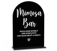 Acrylic Wedding Signs, Bridal Shower Decorations, Mimosa Bar Signs for Reception, Modern Calligraphy Arch Acrylic Table Top Sign for Wedding Reception and Engagement Parties (Black)