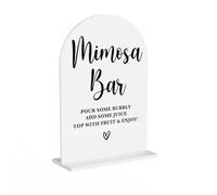 Acrylic Wedding Signs, Bridal Shower Decorations, Mimosa Bar Signs for Reception, Modern Calligraphy Arch Acrylic Table Top Sign for Wedding Reception and Engagement Parties (White)