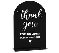 Acrylic Wedding Signs, Thank You for Coming Signs for Marriage Reception, Bridal Shower Decorations, Modern Arched Round Top Acrylic Table Top Sign with Holder for Wedding Party Dinner (Black)