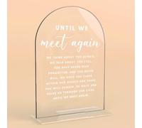 Acrylic Wedding Signs, Until We Meet Again Signs for Marriage Reception, Bridal Shower Decorations, Modern Arched Round Top Acrylic Table Top Sign with Holder for Wedding Party Dinner (Clear)