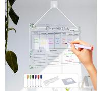 Acrylic Weekly Calendar for Wall Weekly planner Wipeable weekly planner made of acrylic glass for household plan 30x20CM Memo board with 6 whiteboard pens Household plan to hang up Do list household