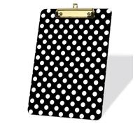 Acrylic White Dot Black Clip Boards, Standard A4 Letter Size 9 x 12.5 in Decorative Castle Moon Clipboard, Clipboard for School Portapapeles Teacher Students Nurses Women - Gold Clip