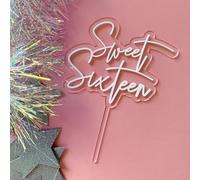 Acrylic White Sweet Sixteen Cake Topper, 1PCS Happy Sweet 16 Cake Decoration, Happy 16th Birthday Cake Decor - Hello 16, Cheers to 16 Years Birthday Party Decoration Supplies
