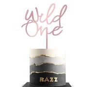 Acrylic Wild One First Cake Topper Pink- Birthday Cake Decorating Supplies for 1st Birthday Party/Baby Gender Reveal/Photo Booth Props