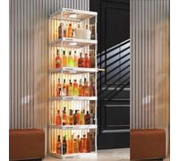 Acrylic Wine Bottle Display Cabinet Curio Showcase with 6 Shelves for Collectibles Wine Sto Rack for Kitchen Bar Cellar - Dimeons: 40x33x184cm