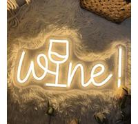 Acrylic Wine Neon Sign for Wall or Window Background Decor,LED Dimmable Bar Neon Decorative Cocktails Light Handmade Art Lamp for Home Pub Wedding Party Bar Studio,Warm White,5V USB Powered