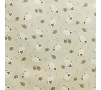 Acrylic Wipe Clean Tablecloth Fabric - Beige Baa Baa Sheep Design - Round, Rectangle or Square (100cm Long x 140cm Wide Rectangle)
