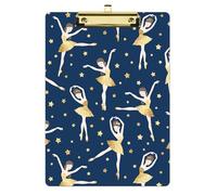 Acrylic Writing Clip Board Cute Plastic Clipboard Holders with Metal Low Profile Clip Fashion Design Dancing Ballerinas Clipboards for School Office Supplies Students Kids Nurse Women Girls