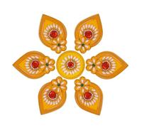 Acrylic Yellow Floor Rangoli Combo with Red Laxmi Charan Paduka - Traditional Indian Wall & Floor Sticker for Diwali, Pooja, Temple & Home Decor - Festival Gift - 8 Inch Acrylic Rangoli