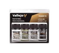 Acrylicos Vallejo"Soot & Ashes" Pigments Set, 35 ml (Pack of 4)