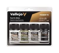 Acrylicos Vallejo"Soot & Ashes" Pigments Set, 35 ml (Pack of 4)