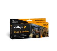 Acrylicos Vallejo VJ70182 "Wood and Leather" Model Color Set, red, 17 ml (Pack of 8)
