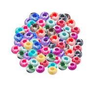 Acrylperlen 100 Stück | Große Farbenfrohe Flache Runde Charms Für | Großlochperlen Zum Basteln, DIY, Ohrringe, Halsketten, Stifte, Frauen, Kinder, Mädchen,