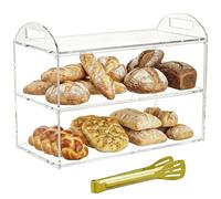 Acryvic 2 Tier Countertop Bakery Display Case with Handle, 18.9" x 9.5" x 11.8" Commercial Pastry Display Case, Acrylic Clear Food Display Box for Dessert Donut Bagels Cake Cookie