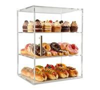 Acryvic Pastry Display Case, Bread Box & Bakery Display Case for Kitchen Countertop, Acrylic 3-Layers Kitchen Storage for Donut Muffins Croissant, Moreover Condiment Figure and Toiletry Storage