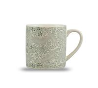 Half Moon Bay Larkspur by ACS William Morris 10.5 Ounce Sage Green and Ivory Ceramic Stoneware Beverage Drinking Mug