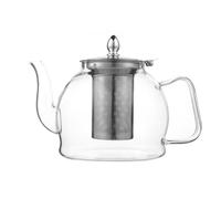 +AcsaCi Premium Borosilicate Glass Tea Pot 1200ml Round Shape with Long Spout, Stainless Steel & Removable Infuser for Loose Leaf Tea, Hot/Iced Water (1.2 L)