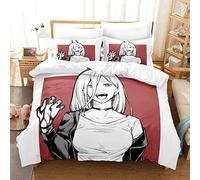 acsefire Anime Chainsaw Man Printed Bedding Set Duvet Cover Makima Soft Duvet Cover & Pillowcases 3 Piece Sets - King(#7 240cm*220cm)