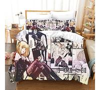 acsefire Anime Death Note Printed Bedding Set Duvet Cover, Light Yagami L Lawliet Soft Duvet Cover & Pillowcases Sets Single 135cm*200cm