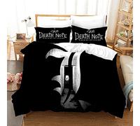 acsefire Anime Death Note Printed Bedding Set Duvet Cover, Light Yagami L Lawliet Soft Duvet Cover & Pillowcases Sets Single 135cm*200cm