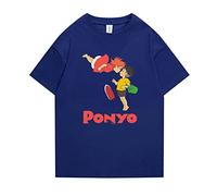 acsefire Ponyo on The Cliff Printed T-Shirt Anime Ponyo Cosplay Costumes Men's and Women's Casual Sport Short Sleeve Tops