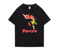 acsefire Ponyo on The Cliff Printed T-Shirt Anime Ponyo Cosplay Costumes Men's and Women's Casual Sport Short Sleeve Tops