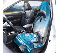 acsewater Dolphin Pattern Car Seat Covers Front Seats Protector Universal Fit Washable Breathable Towel Cloth Auto Interior Decoration Accessories 1Pieces/2 Pieces
