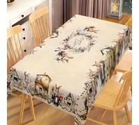 acsewater Easter Large Tablecloth Bunny Eggs 220 x 152 cm Rectangular Wipeable Floral Table Cloths Easter Decorations