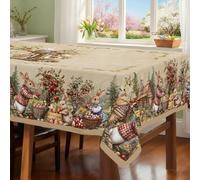 acsewater Easter Large Tablecloth Bunny Eggs 220 x 152 cm Rectangular Wipeable Floral Table Cloths Easter Decorations