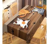 acsewater Funny Tablecloth Cats Table Cloths Waterproof Wipeable Table Cover for Cat Lovers Dinning Decor 140 x 90 cm Rectangular