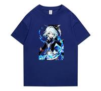 acsewater Men's Women's Genshin Impact T-Shirt Pullover Furina de Fontaine Short Sleeve Top Focalors Cosplay Costume