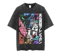 acsewater Summer Gurren Lagann Simon Kamina Cartoon Anime Washed and Aged Vintage Cotton Short Sleeve T-Shirt