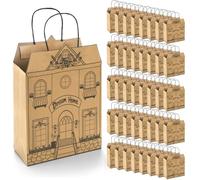 Acshio 40 Pieces House Shaped Gift Bags, Welcome Home House Warming Bags with Handle, Kraft Real Estate Agent Supplies Party Treat Bags for Home Buyers, Business, Shopping