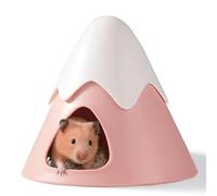 Acsist Hamster Hideout, Snowy Mountain Shape Hamster Hide House,Cute Small Animal Habitat Hideaway Hut for Syrian Hamsters, Mice, Gerbils, Rats (Pink)