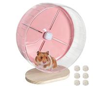 Acsist Silent Hamster Wheel,10.2 Inch Quiet Spinner Syrian Hamster Running Wheel,Anti-Skid & Adjustable Stand for Gerbils, Rats, or Other Small Pets,Pink