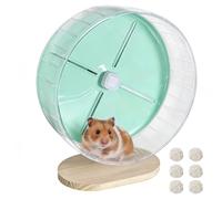 Acsist Silent Hamster Wheel,10.2 Inch Quiet Spinner Syrian Hamster Running Wheel,Anti-Skid & Adjustable Stand for Gerbils, Rats, or Other Small Pets,Green