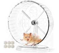 Acsist Silent Hamster Wheel,9.5 Inch Quiet Spinner Syrian Hamster Running Wheel,Anti-Skid & Adjustable Stand for Gerbils, Rats, or Other Small Pets,Transparent