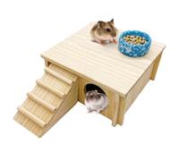 Acsist Wooden Hamster Hideout Gerbil House with Climbing Ladder and Window Habitats Decor Detachable Syrian Hamster Cage Accessories for Hamster Guinea Pig Rat Gerbils and Other Small Reptile Pets