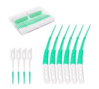 ACSKD Dental Picks for Teeth Cleaning Health,300 Count Dual-Use Toothpicks,144 Count Angled Disposable Interdental Brushes, Green