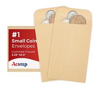 ACSTEP 100 Pack #1 Brown Kraft Coin Envelope 2-1/4 X3-1/2, Small Envelope 2x3 For Key, Tip, Seed Packets, Self Adhesive Manila Mini Tiny Envelopes