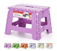 ACSTEP 9 Inch Folding Step Stool 300 LB Capacity Plastic Foldable Step Stools for Kids and Adults, Folding Stool Suitable for Kitchen, Stepping Stool with Handle Light Purple Small Step Stool 1PC